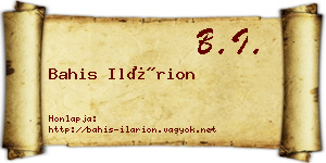 Bahis Ilárion névjegykártya